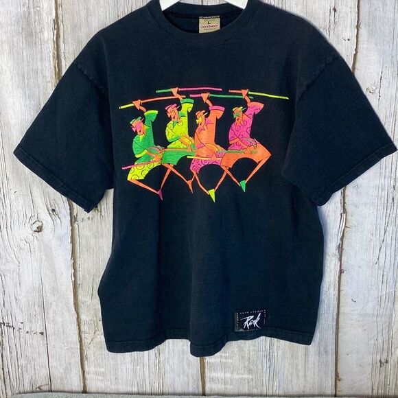 Other - Vintage Goodwear Rank Streetwear Graphic Heavyweight T Shirt Neon Size L 90's 53